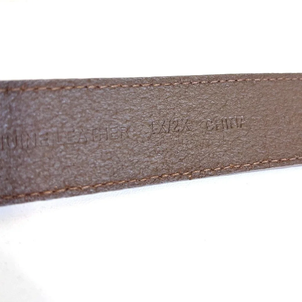 Coldwater Creek Womens Boho Circle Buckle Belt Size‎ 1X/2X Bronze Leather Boho